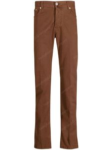 Herenbroeken Katoen Blend Kiton Logo-patch rechte pijbroek voor man Casual Long Pant Brown
