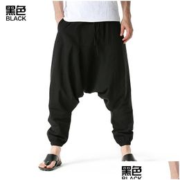 Herenbroeken Katoenlijn Joggers Men Baggy Hippie Boho Gypsy Aladdin Cargo Yoga Harem 0413 4 220518 Drop levering kleding kleding Dhuq4