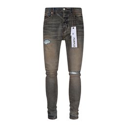 Livraison gratuite Pantalon pour hommes Designer Purple Personnalisez le motard en détresse en détresse Slim Fit Denim Man jeans Hommes Baggy Jeans Purple Hole