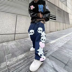 Pantalons pour hommes européens et américains broderie hiphop rue rétro jeans surdimensionnés hommes Y2K pantalon allmatch haut couple modèles 230504