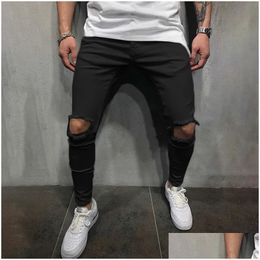 Pantalon pour hommes Trou Fashion Fonction de crayons décontractés DSTRING JOGGER SOLIDE LOISIR MALP PAPANTS MAL