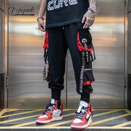 Pantalones para hombre FOJAGANTO Spring Men Cargo Hip Hop Letter Ribbons Joggers Pockets Tactical Casual Sweatpants Male Street Pantalones 230706