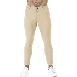 Pantalon masculin gingtto pantalon chino skinny fit streetwear longueur de cheville style décontracté vêtements masculins tenace extensible tissu doux 3146 230512