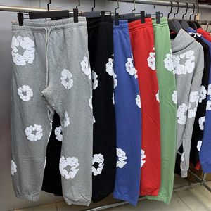 Herenbroeken Harajuku Volledige Kapok Foam Print Pullover Fleece Sweatpants voor mannen en vrouwen rechte flodderige y2k joggers zweet oversized