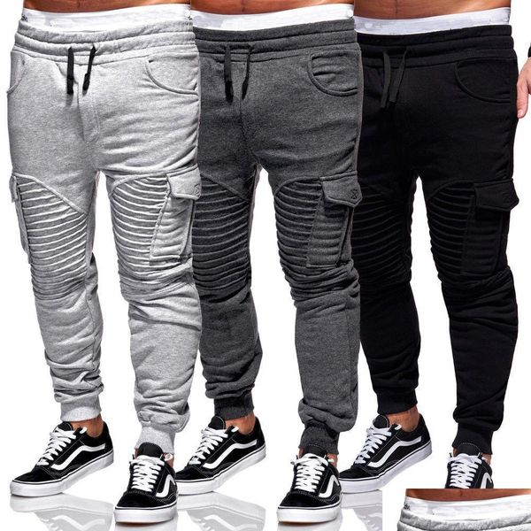 Pantalones para hombre Harem Joggers Sudor Elástico String Cuff Drop Crotch Biker Pantalones para hombres 5 Color S-3XL Tamaño Entrega Ropa Ropa Dhycy