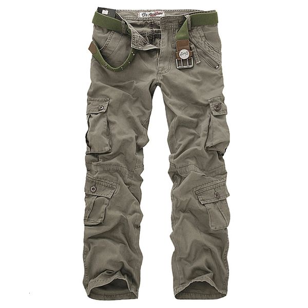 Pantalons pour hommes de haute qualité Cargo décontracté ample multi-poches militaires pantalons longs pour hommes Camo Joggers grande taille 2840 230614