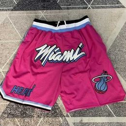 Pantalons pour hommes High Street Brodé Miami Heat Football Basketball Shorts Justdon Wade Même Cinq Points Lâche 3gvz