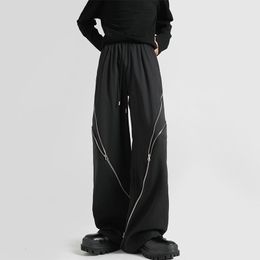 Pantalones de hombre High Street Strotleg Mants Black Jogger INCLUTARIO Pantalones Masculino Diseño de la cremallera