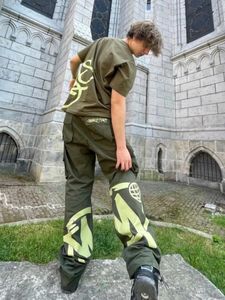 Heren broek hoge taille rechte borduurwerk jogger baggy vintage harajuku Y2k cargo mode streetwear zakken broek broek