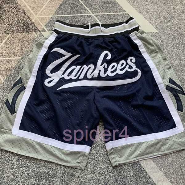 Pantalons pour hommes Hip Hop Yankees American Street Fashion Brand Brodé Bleu Profond Quatre Poches Basketball Sports Casual Split Shorts Zci5 OW49