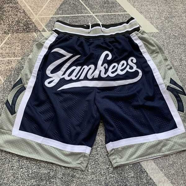Pantalons pour hommes Hip Hop Yankees American Street Fashion Brand Brodé Bleu Profond Quatre Poches Basketball Sports Casual Split Shorts ZCI5