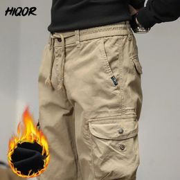 Herrenhose HIQOR Mehrere Taschen Cargo Winter Fleece Warme Militärhose Männlich Outdoor Taktische für Männer Y2k 231218