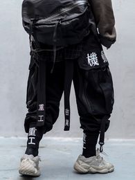 Pantalones para hombre Ropa informal japonesa Techwear Cargo para hombres Baggy Wide Leg Black Jogger 230301
