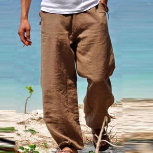 Pantalons pour hommes vêtements en lin pour hommes naturel contemporain confortable qualité doux poche couleur pantalon