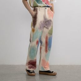 Herenbroeken Losvallende, rechte, wijde broek met lange pijpen en zakken, trendy franjevibe Japanse straatherenjeans 230718