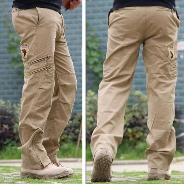 Pantalones para hombre de algodón de combate multibolsillo camuflaje negro pantalones Jogger Cargo ejército estilo militar táctico de talla grande