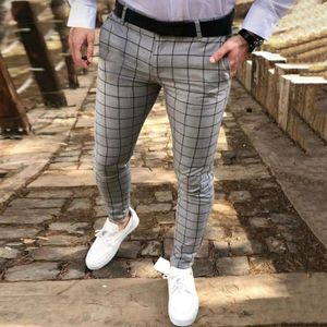 Hommes Pantalon Homme Casual Costume À Carreaux Travail D'affaires Formel Pour Hommes Robe Droite Loisirs Slim Fit Pantalon Vêtements 230724