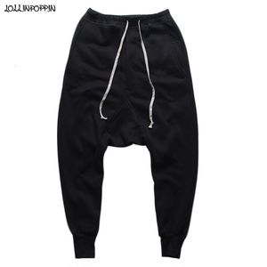 Pantalons pour hommes Hommes Noir Harem Jogger Pantalon High Street Drop Crotch Sweatpants Taille élastique Hip Hop Low Crotch Joggers Flap Pockets 230320