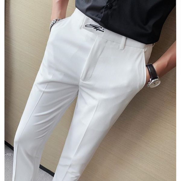 Pantalons pour hommes Hommes Robe d'affaires Style coréen Slim Bureau Social Costume Pantalon décontracté Streetwear Noir Blanc Vêtements 2936 230209