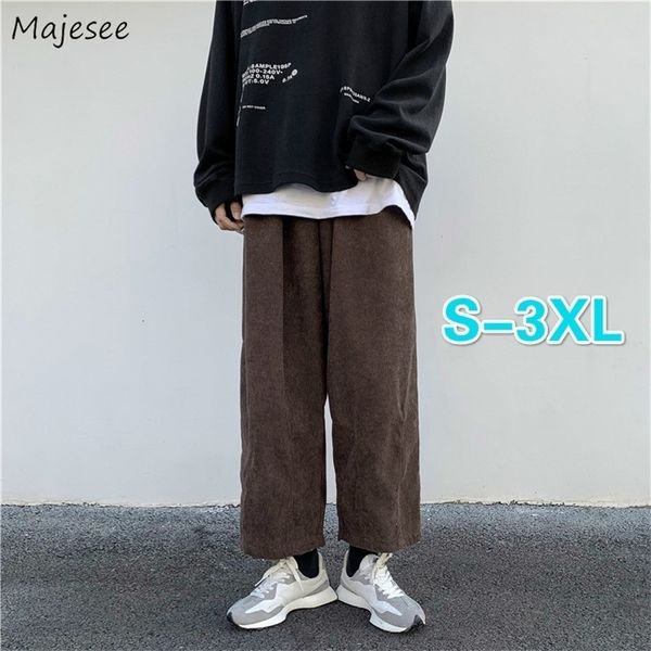 Pantalones para hombre Hombres Casual Plus Tamaño 3XL Sólido Corduroy Pantalones rectos Masculino Suelto Ins Chic Cintura Elástica Moda Estilo Coreano Streetwear 221115