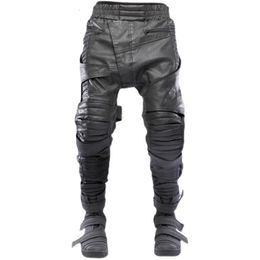 Pantalons pour hommes hommes Style fonctionnel cire Surface asymétrie stéréoscopique moto décontracté Streetwear droit noir pantalon 231206