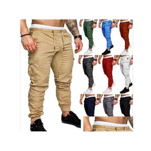 Pantalons masculins Harem Pant pantalon en ajustement en ajustement en coton Affichage de la taille élastique longue du jogger
