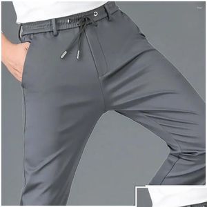 Pantalons pour hommes Hommes Jambe droite Dstring Taille Pantalon de survêtement respirant avec poches latérales élastiques pour la livraison quotidienne de vêtements Vêtements Otfut