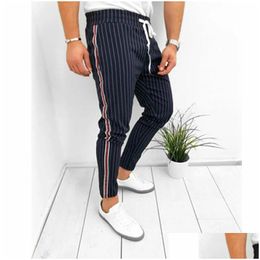 Pantalons masculins Men d'été Casual Long Sport Gym Slim Fit Running Joggers Tripe Pantmand Pantals Sweat NOUVELL