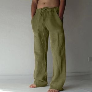 Hommes Pantalons Hommes Coton Lin Long Été Respirant Pantalon Mâle Casual Taille Élastique Chanvre 230620