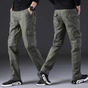 Pantalon Cargo militaire pour Homme, salopette en coton, vert, gris, ample, multi-poches, coupe droite, pantalon décontracté, 231215