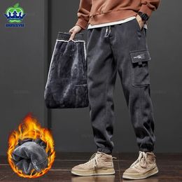 Pantalons pour hommes OUSSYU hiver polaire chaud cargo velours côtelé jogging pantalons de survêtement travail Y2k coréen lâche harem pantalon décontracté pour hommes 231218