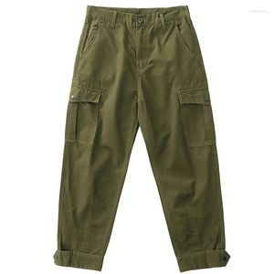 Pantalon homme salopette coton mai kaki rétro armée vert jambe large ample droit décontracté