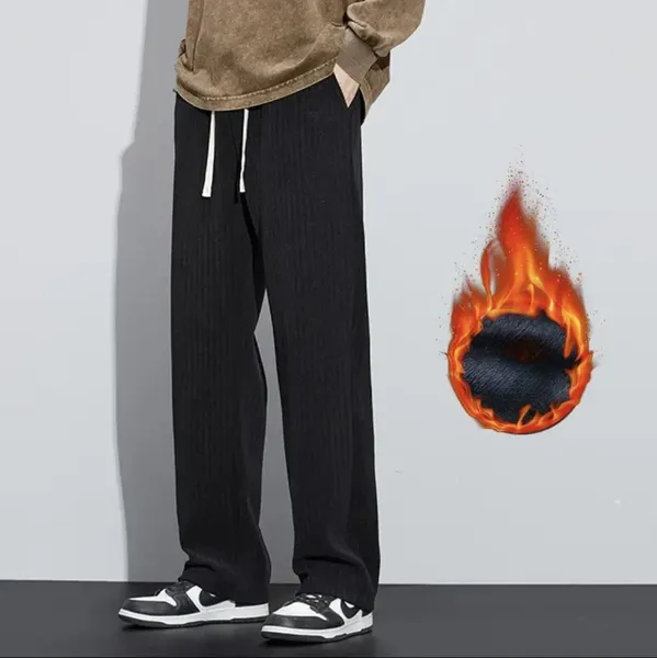 Pantalon romain en velours côtelé pour hommes, vadrouille de sol décontractée coréenne, chaud et confortable, mode ample, jambes droites, jogging d'hiver large