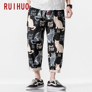 Heren Broek RUIHUO Kat Print Harem Mannen Broek Casual Baggy AnkleLength Joggingbroek Hip Hop Streetwear M5XL 230614