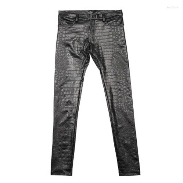 Pantalons pour hommes Style jean moulant 3d imprimé cuir Pu Crocodiles Texture de la peau mode Punk crayon Leggings pantalon ajusté