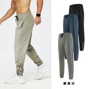 Pantalons pour hommes Pantalons de sport pour hommes d'été en soie de glace fine recadrée avec une sensation de drapé décontracté élastique à séchage rapide et une fermeture à glissière pour les sports de course 230809