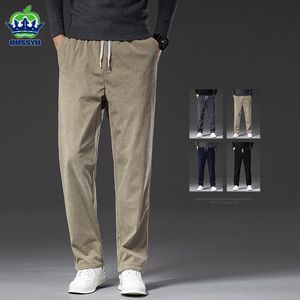 Hommes pantalons printemps automne velours côtelé décontracté taille élastique affaires mode droite pantalon ample mâle noir kaki bleu M5XL 230519