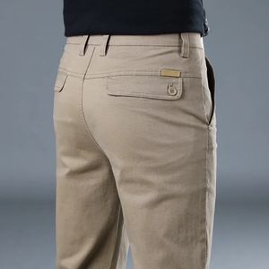 Pantalon pour hommes printemps automne hiver pur coton décontracté mince tout match lâche droit des vêtements longs gris khaki 231018