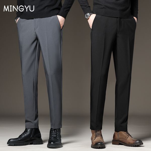 Pantalons pour hommes printemps été Leggings bureau d'affaires taille élastique noir gris classique coréen grande taille 2738 40 42 230718