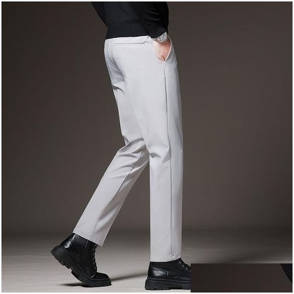 Pantalons pour hommes Significal Summer Slim Business Office Bureau élastique Black Grey Grey Classic Coreen Contant Male Male Plus taille 2738 40 42 DROP DEL DHSOI