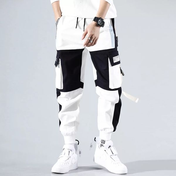 Hommes pantalons Streetwear printemps décontracté coton Harem rubans Joggers hommes Patchwork mode cheville longueur survêtement pour garçons 230519