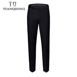 Costume pantalon pour hommes, robe élégante, couleur unie, pantalon Long droit, coupe cintrée, formel, noir, 230209