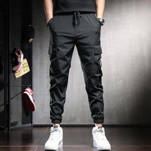 Pantalon pour hommes cargo masculin streetwear sport décontracté noire