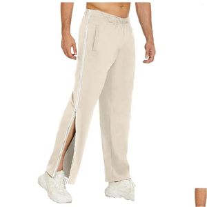 Pantalons pour hommes Été Hommes Hip Hop Pantalons de survêtement Bouton Sport Survêtement Rayé Jogger Pantalon Large Jambe Jogging Sportswear Streetwear 2024 Dr Othix