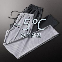 Pantalons pour hommes été maille climatisation hommes pantalons décontractés coupe ample ultra-mince glace soie séchage rapide sport 230718