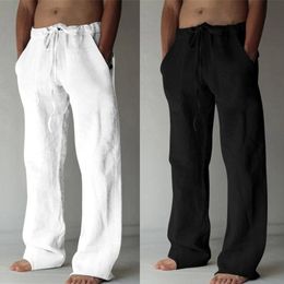 Pantalones pantanos Summer Spring Algodón Lino informal macho suelto Biros puros transpirables Pantalones Fitness Drawing Storewear para hombres 230815