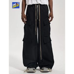 Pantalon Vintage pour hommes, fermeture éclair, poche latérale, Cargo évasé, décontracté, Baggy Y2k, Streetwear japonais, 231024