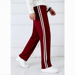 Pantalons pour hommes Vin rouge unisexe piste pantalons de survêtement décontractés hommes rayé Bastic pantalons droites Joggers Simple travail 230712