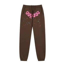 pantalons pour hommes y2k pantalons de créateur sp5der jeune voyou 555555 trapstar hommes femmes pantalons haute qualité mousse impression toile d'araignée graphique pantalons de survêtement rose y2k S-XL