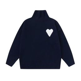 Mens PARIS Diseñador de moda suéter de punto Bordado Corazón Bordado Turteck Big Love Round Maglione For Men Amies Mujeres de la palanca
